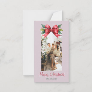 Merry Christmas Red Bow Personalized Photo Card