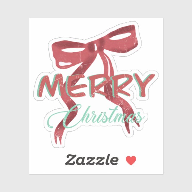 Merry Christmas Red Bow Sticker (Sheet)