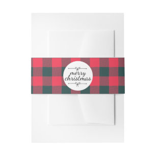 Merry Christmas Red Buffalo Black Plaid Pattern Invitation Belly Band