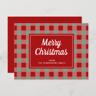 Merry Christmas Red Buffalo Plaid Pattern Holidays Postcard