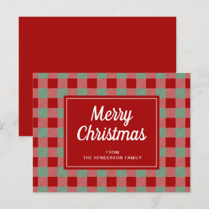 Merry Christmas Red Buffalo Plaid Pattern Holidays Postcard