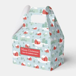 Merry Christmas Red Cabin Personalised Name Favour Box