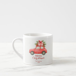 Merry Christmas Red Car – Personalized Holiday  Espresso Cup
