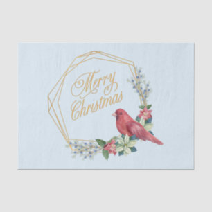 Merry Christmas Red Cardinal, Poinsettia, Berries Tissue Paper