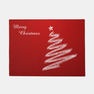 Merry Christmas Red Christmas Tree Doormat