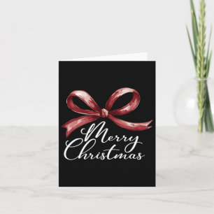 Merry Christmas Red Coquette Bow Merry And Bright  Card