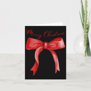 Merry Christmas Red Coquette Bow Merry And Bright  Card
