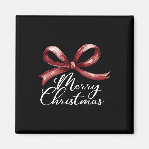Merry Christmas Red Coquette Bow Merry And Bright Magnet