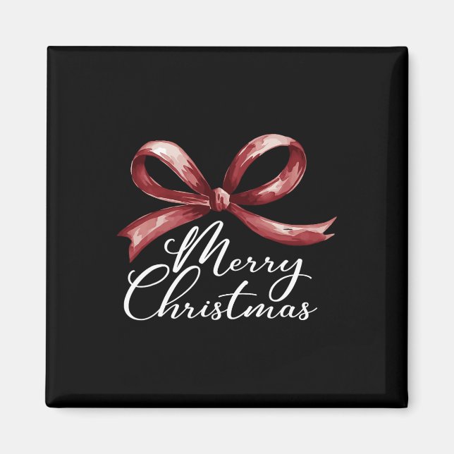 Merry Christmas Red Coquette Bow Merry And Bright  Magnet (Front)