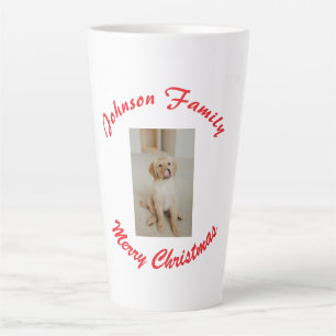 merry christmas red family name pet photo animal m latte mug