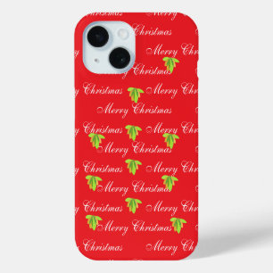 Merry Christmas Red Floral iPhone 15 Case