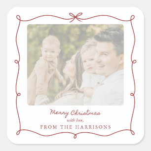 Merry Christmas Red Frame Family Photo Sticker