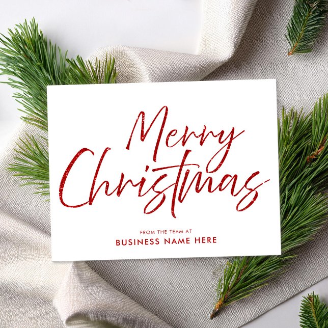 Merry Christmas Red Glitter Modern Business Holiday Card (Creator Uploaded)