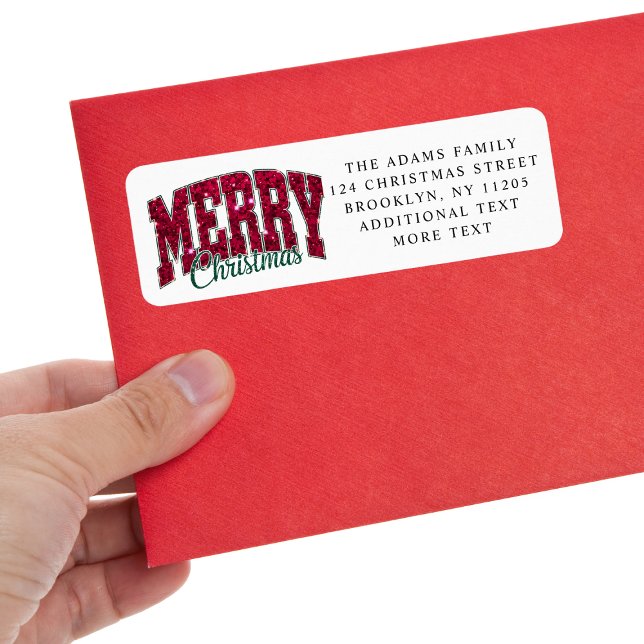 Merry Christmas Red glitter Return Address Label (Creator Uploaded)