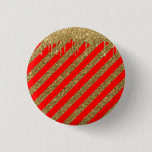 Merry christmas - red glitter strip 3 cm round badge
