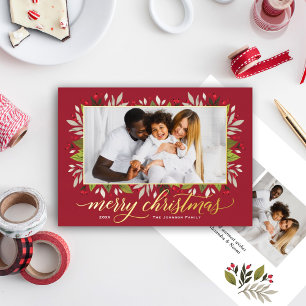 Merry Christmas Red Gold Elegant Script