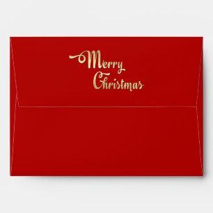 Merry Christmas. Red Gold Foil Envelope