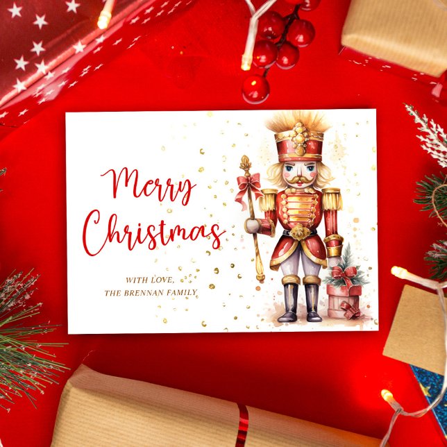 Merry Christmas Red Gold Nutcracker Holiday Card (Merry Christmas Red Gold Nutcracker Holiday Card)