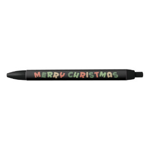 Merry Christmas red, green, black and brown text Black Ink Pen