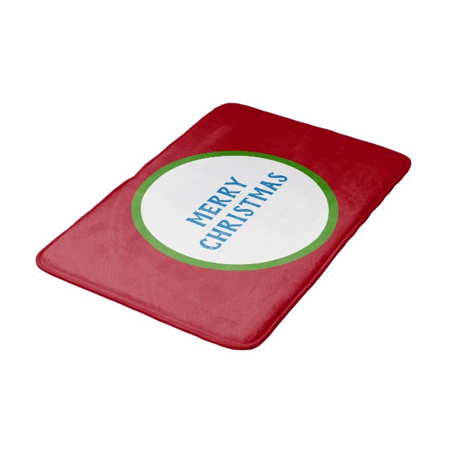 Merry Christmas Red Green Blue Bath Mat (Angled)