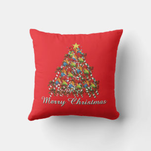 Merry Christmas Red Green Combo Decorator Cushion