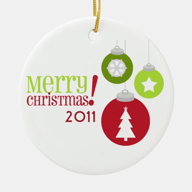 Merry Christmas Red & Green Decorations Ornament (Front)