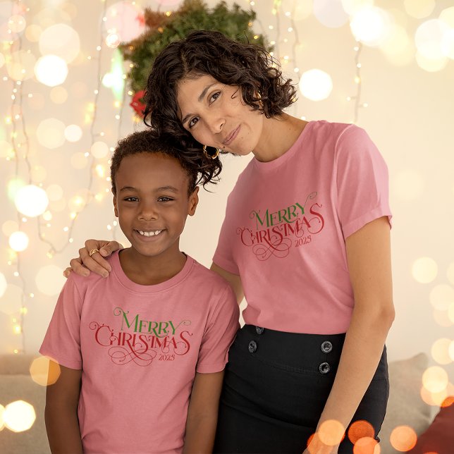 Merry Christmas Red Green Festive Retro Typography Tri-Blend Shirt (Creator Uploaded)