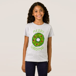 Merry Christmas Red Green Holly Wreath Xmas Cookie T-Shirt