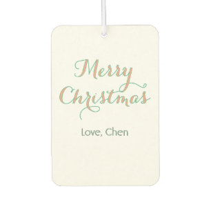 merry christmas red green name love stylish modern car air freshener
