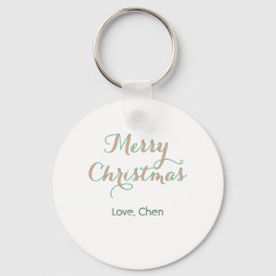 merry christmas red green name love stylish modern key ring