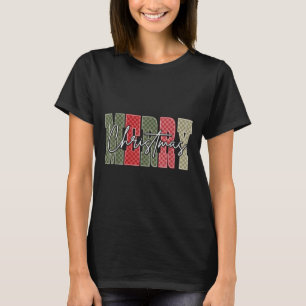 Merry Christmas Red Green Plaid Checkered Xmas Gir T-Shirt