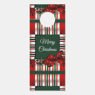 Merry Christmas Red Green Plaid Door Hanger
