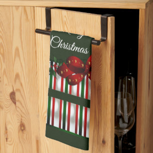 Merry Christmas Red Green Plaid Tea Towel