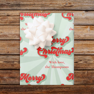 Merry Christmas Red Green Retro Custom Wrapping Paper