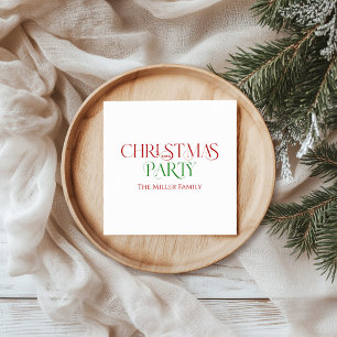 Merry Christmas Red Green Retro Typography Napkin