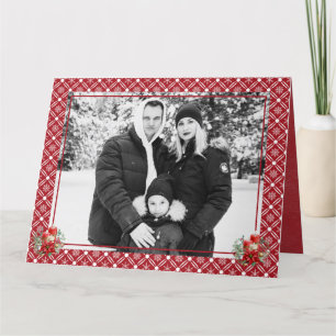Merry Christmas Red Green Snowflake 1 Photo Thank You Card