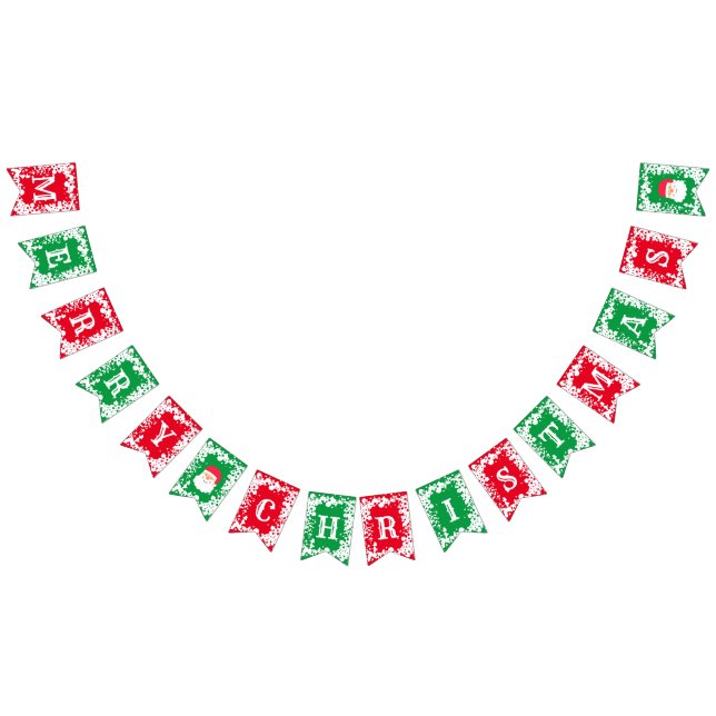 Merry Christmas Red Green White Patterned   Bunting (All)