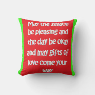 Merry Christmas red green with poem uplifting type Cushion