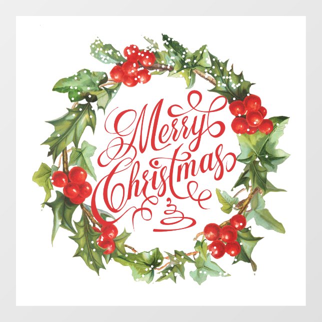 Merry Christmas Red Green Wreath Holly Ivy (Sheet)