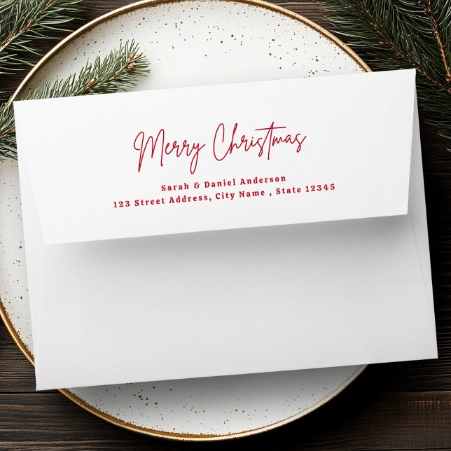 Merry Christmas red handwritten script Envelope (Merry Christmas red handwritten script Envelope)