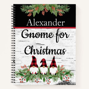 Merry  Christmas Red Hat Buffalo Plaid Gnomes  Notebook