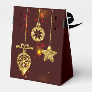 Merry Christmas Red Holiday Glitter Sparkling Favour Box