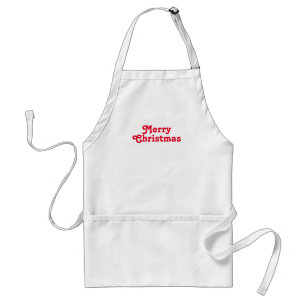 Merry Christmas red letters cute Holiday Standard Apron