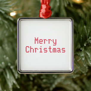 "Merry Christmas" red letters white background Metal Tree Decoration
