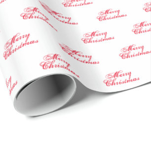 "Merry Christmas" - Red letters, white background Wrapping Paper