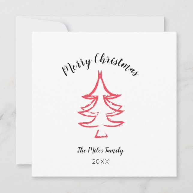Merry Christmas Red Minimalist Holiday Card (Front)
