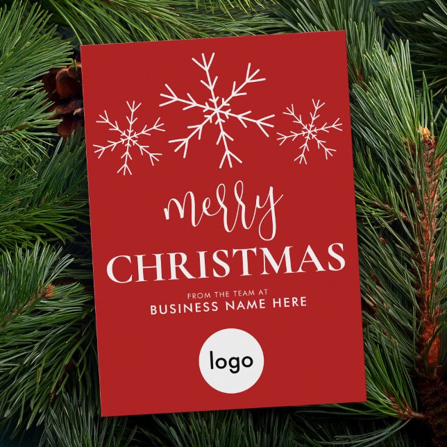 Merry Christmas Red Modern Business Logo Holiday Card (Creator Uploaded)