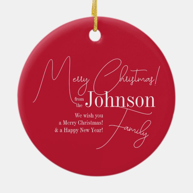 Merry Christmas Red Modern Ceramic Tree Decoration (Back)