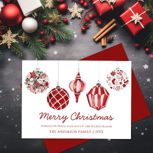 Merry Christmas Red Ornament Holiday Card