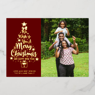 Merry Christmas Red Photo Gold